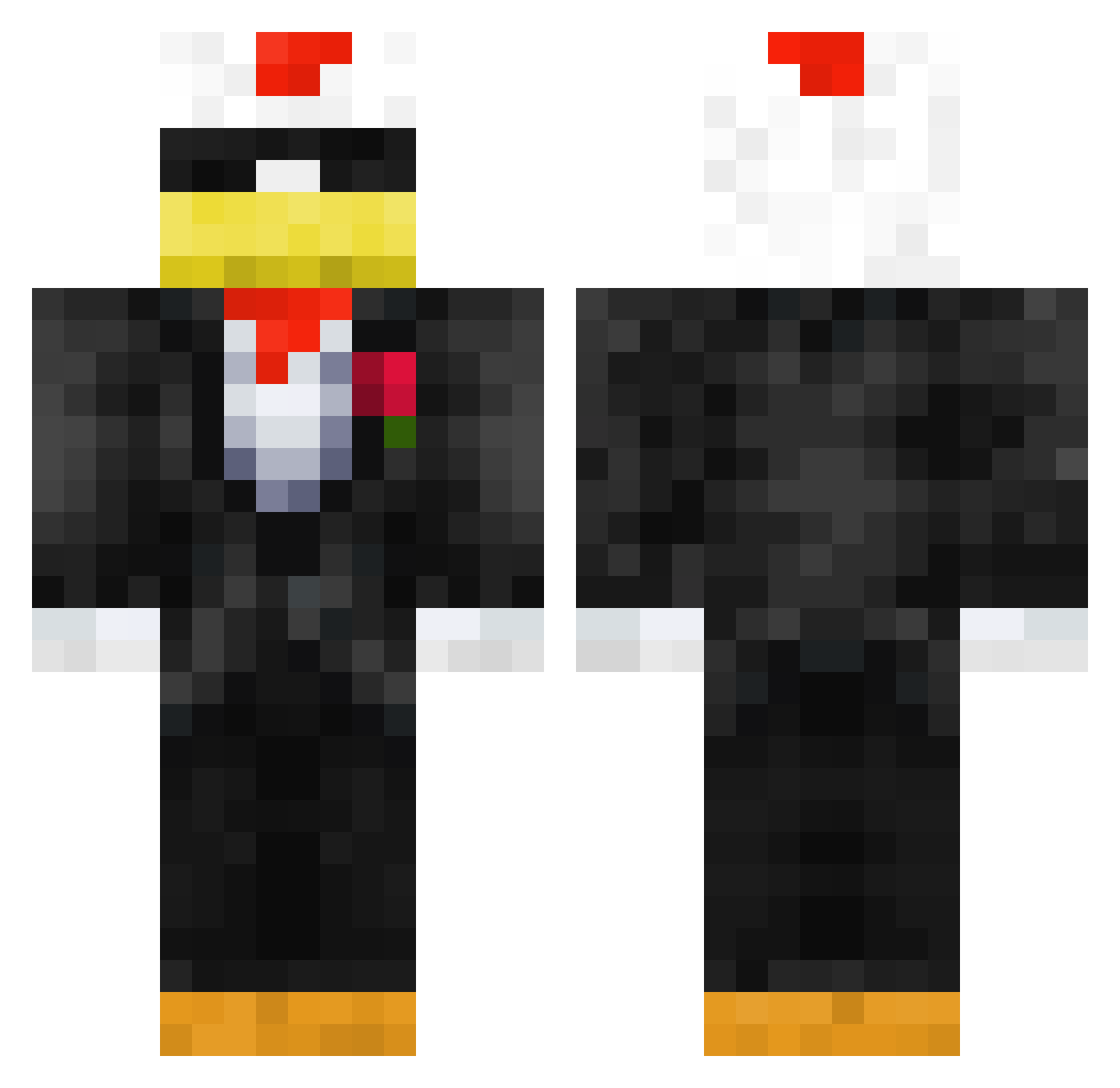 MrChickenRaf Minecraft skin, front and back view