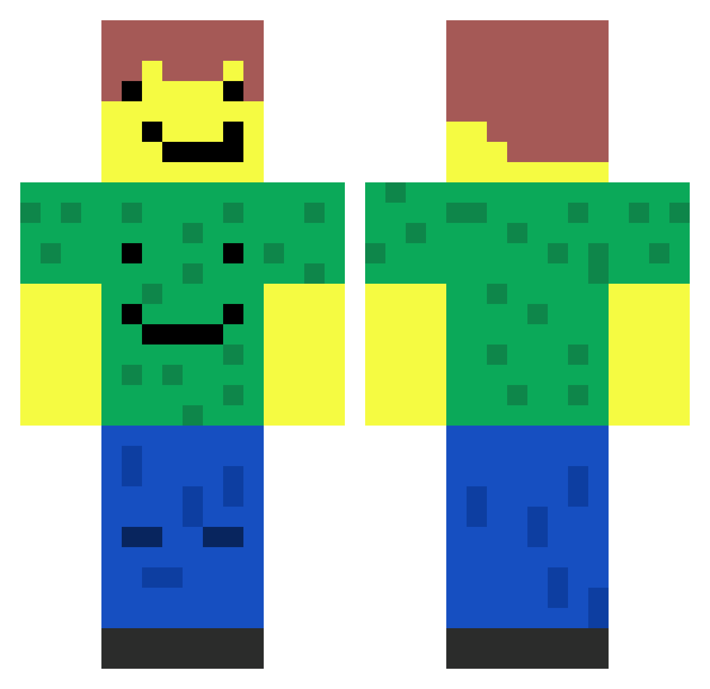 HairyBobY0 Minecraft skin, front and back view