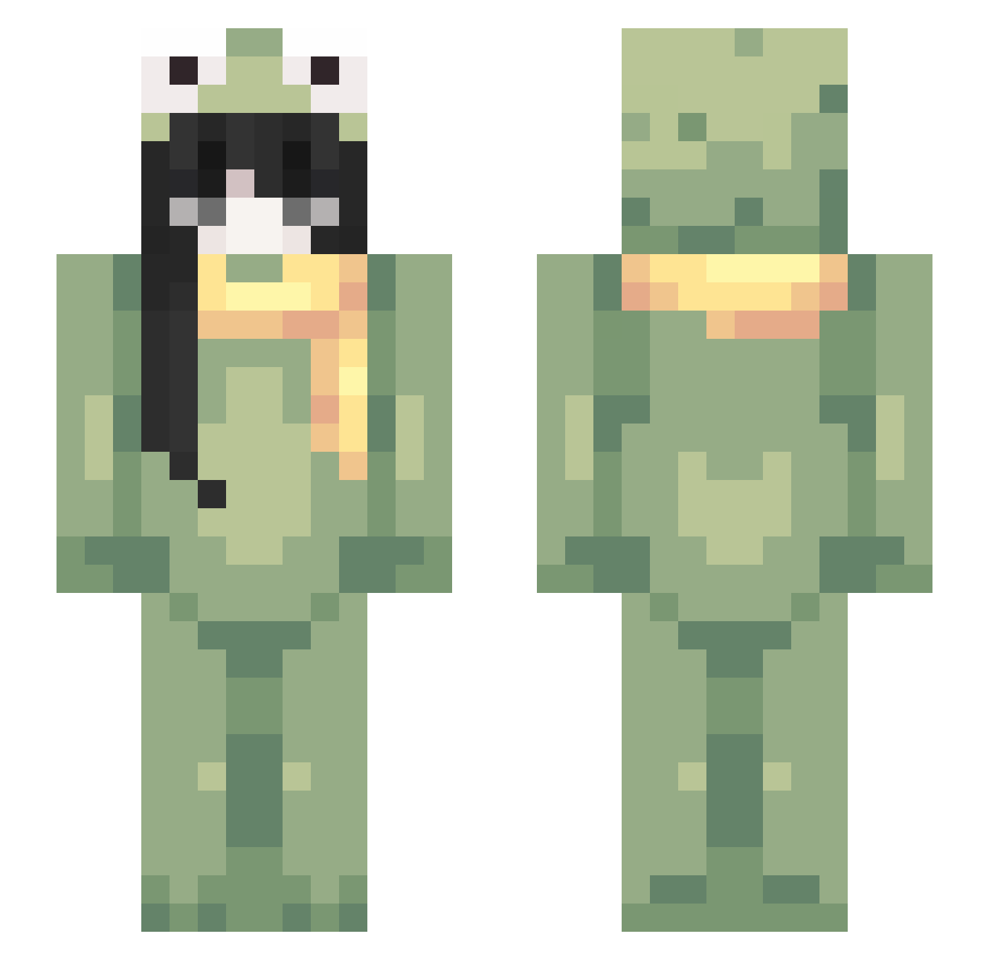 Distracting Minecraft skin, front and back view