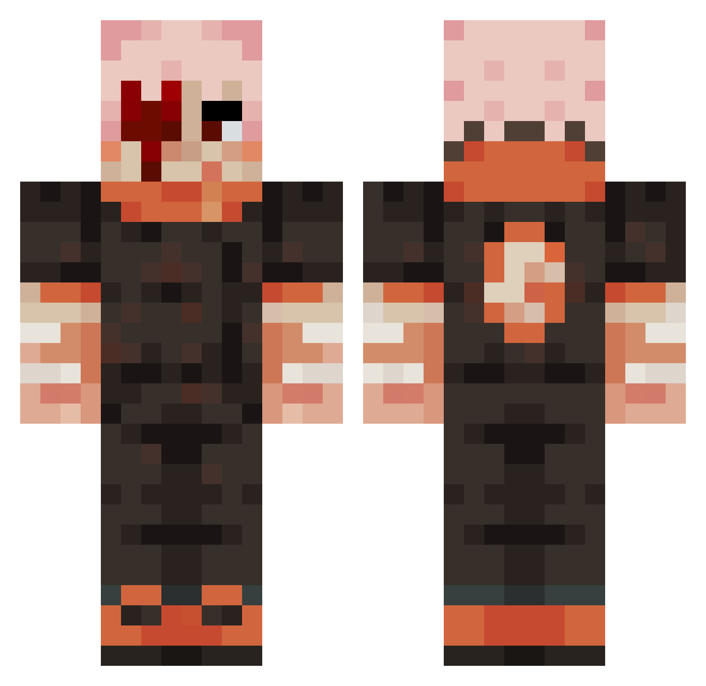 TheInfiniteK Minecraft skin, front and back view
