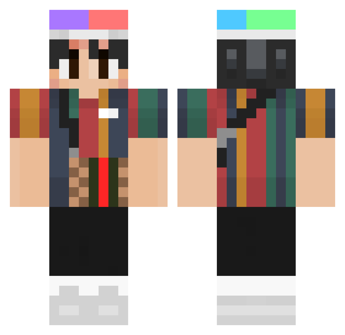 Sumsqr Minecraft skin, front and back view