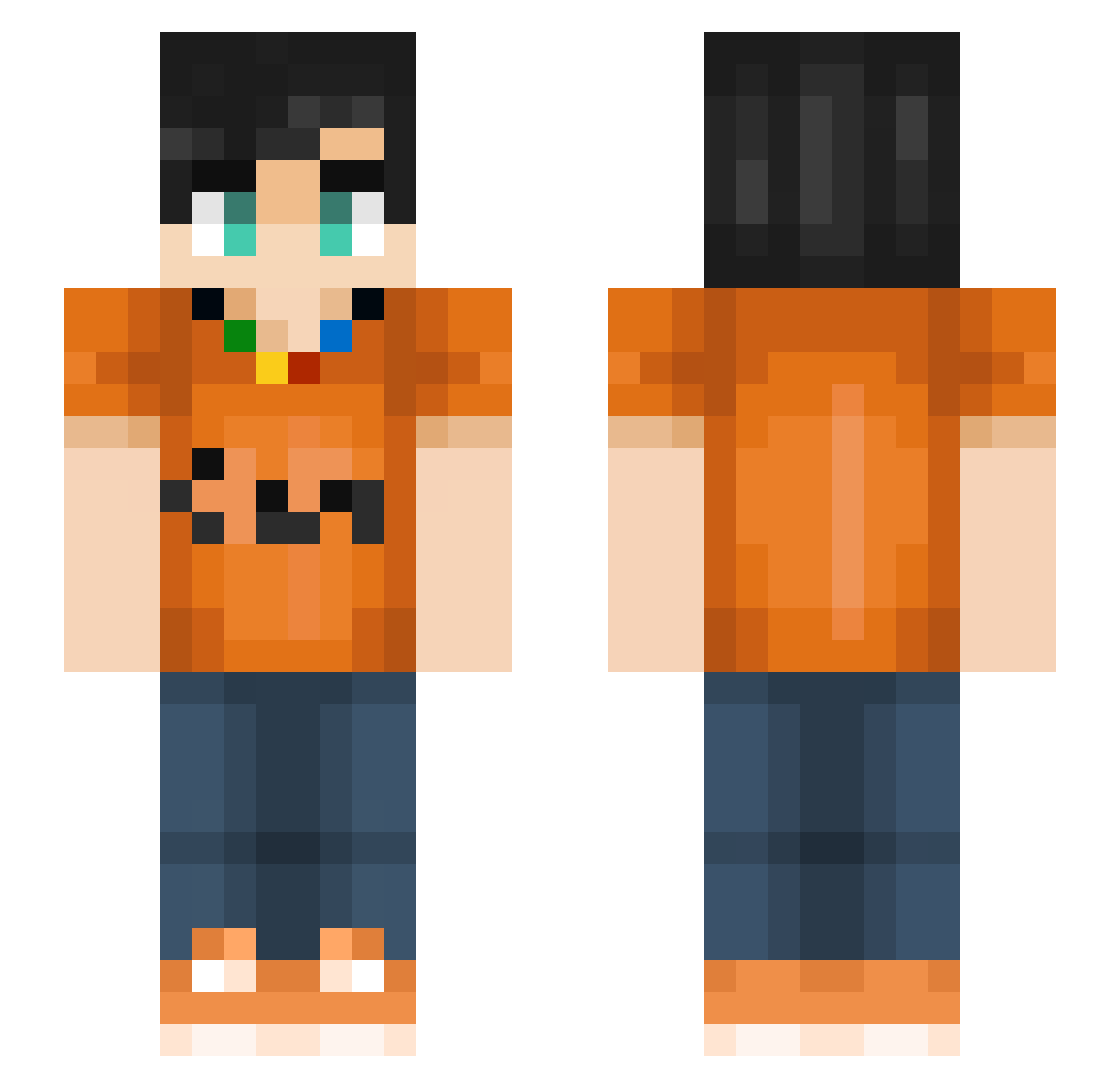 Peoj Minecraft skin, front and back view