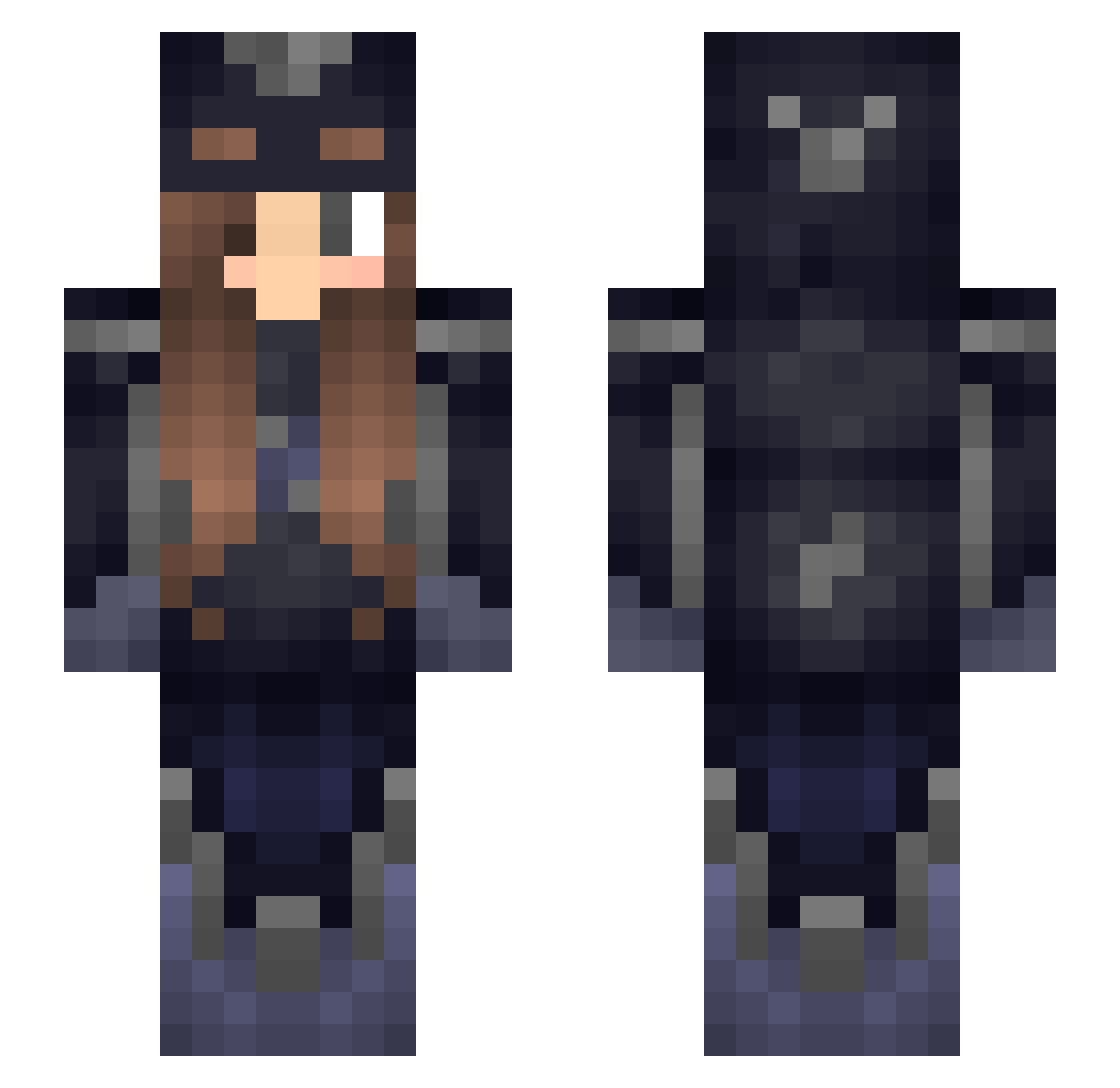 RcpistLxrs Minecraft skin, front and back view