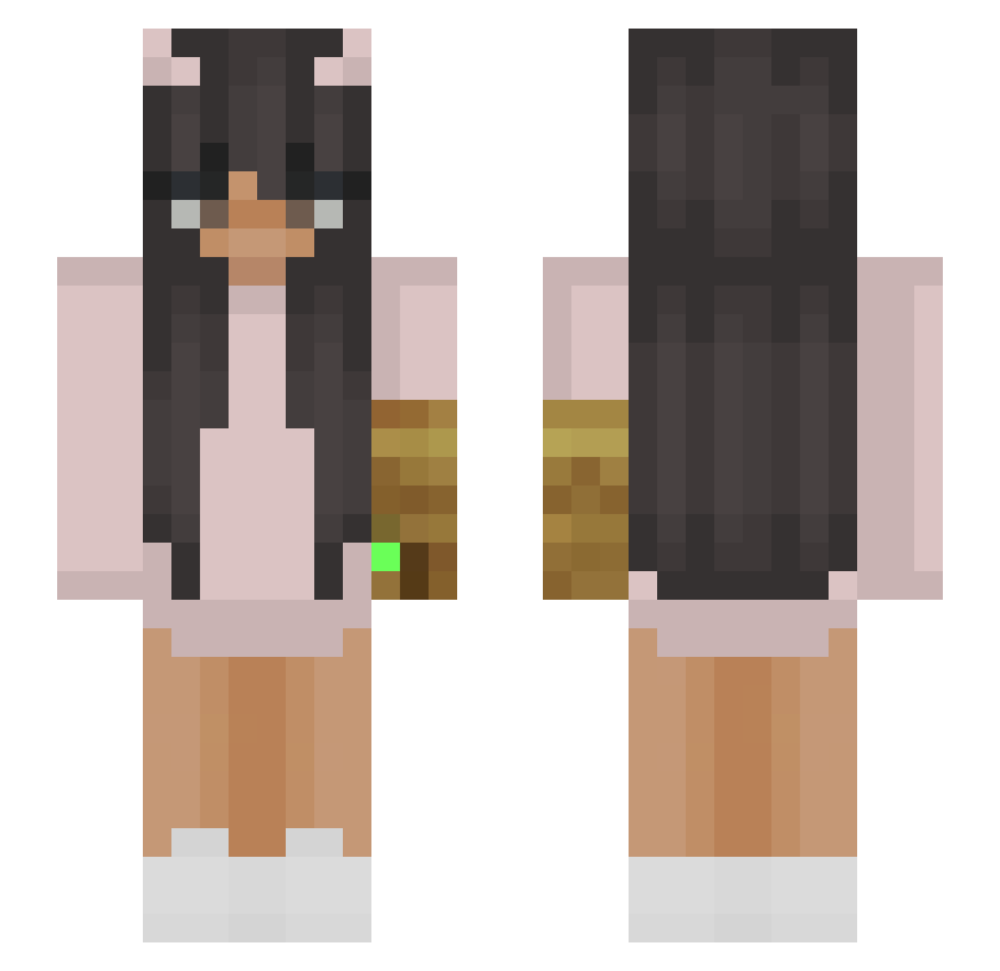 hwnnah Minecraft skin, front and back view