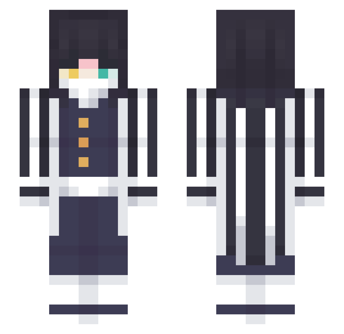 x531 Minecraft skin, front and back view