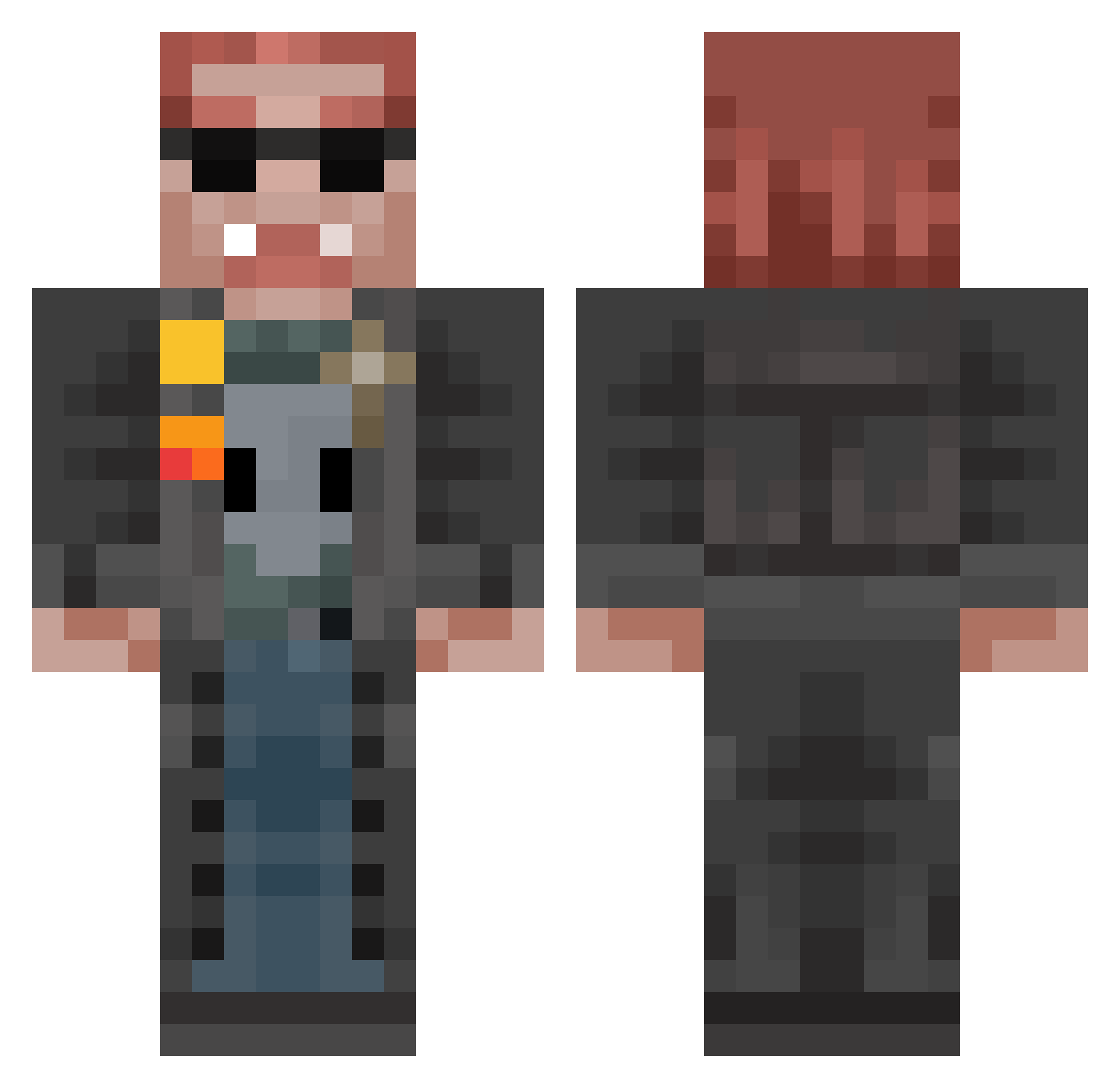 InYourHeadRent3 Minecraft skin, front and back view