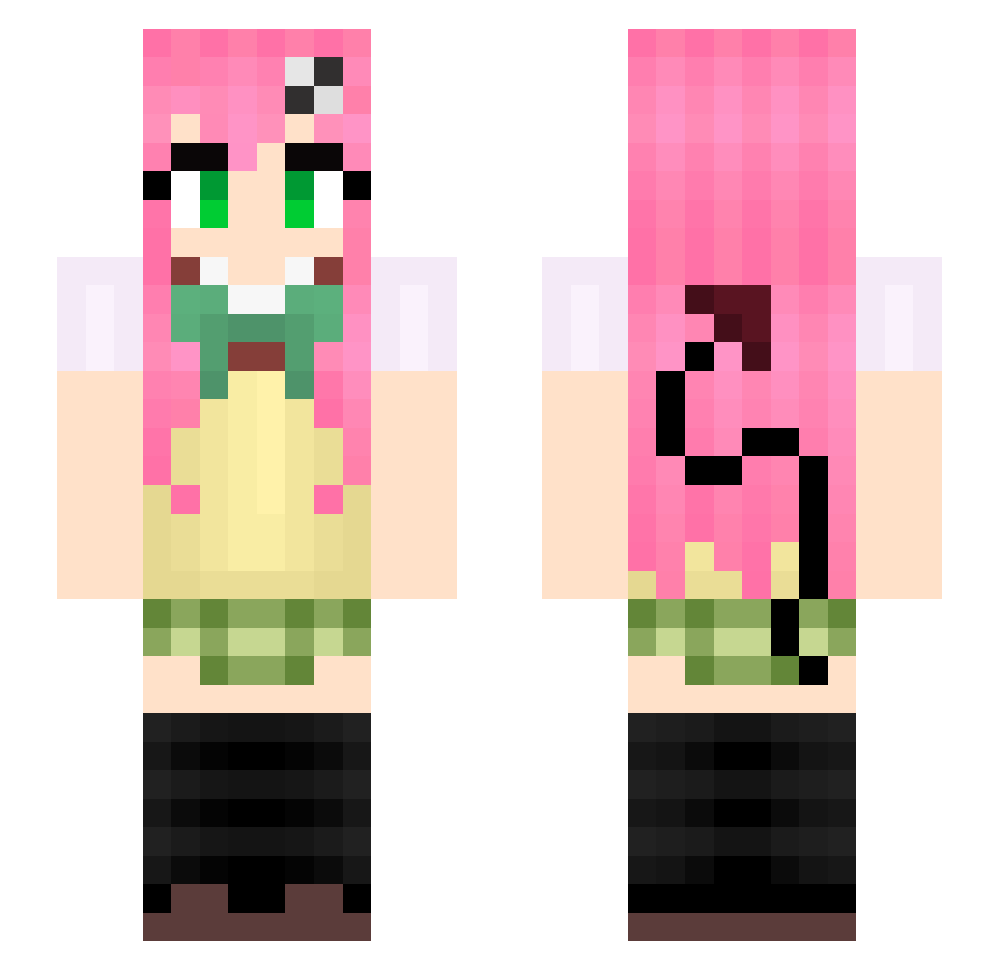 KimochiYamete Minecraft skin, front and back view