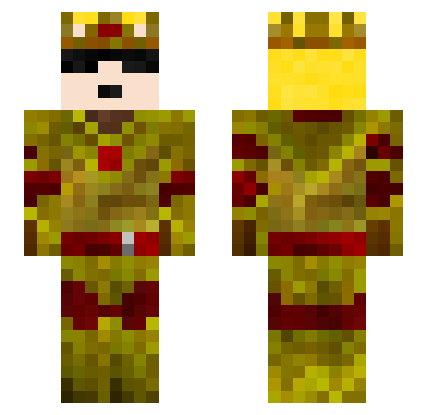 Axebeta Minecraft skin, front and back view