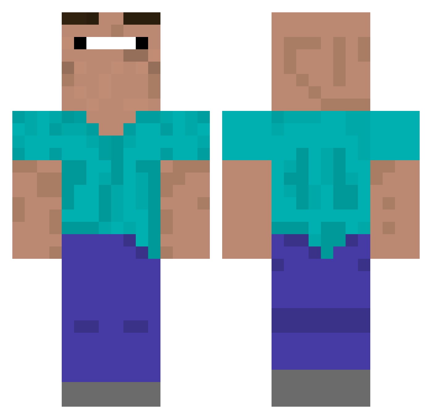 legitrrr Minecraft skin, front and back view