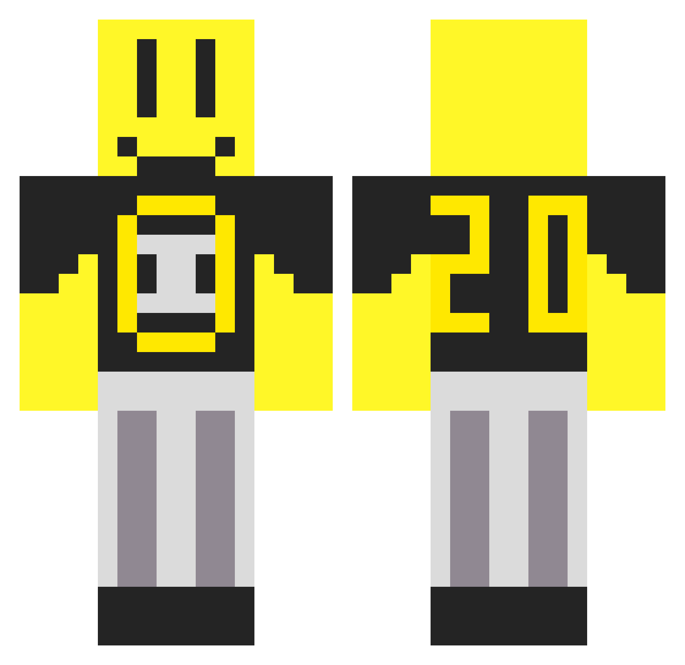 Qwertyioi Minecraft skin, front and back view