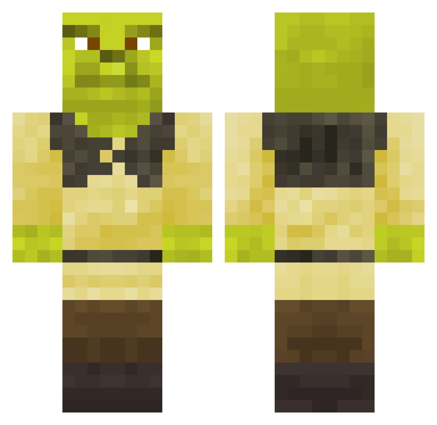 Peacko Minecraft skin, front and back view