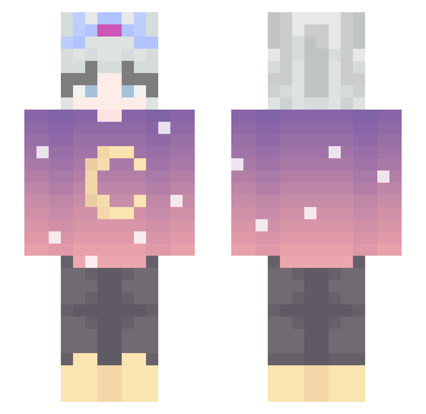 egirltubbo Minecraft skin, front and back view