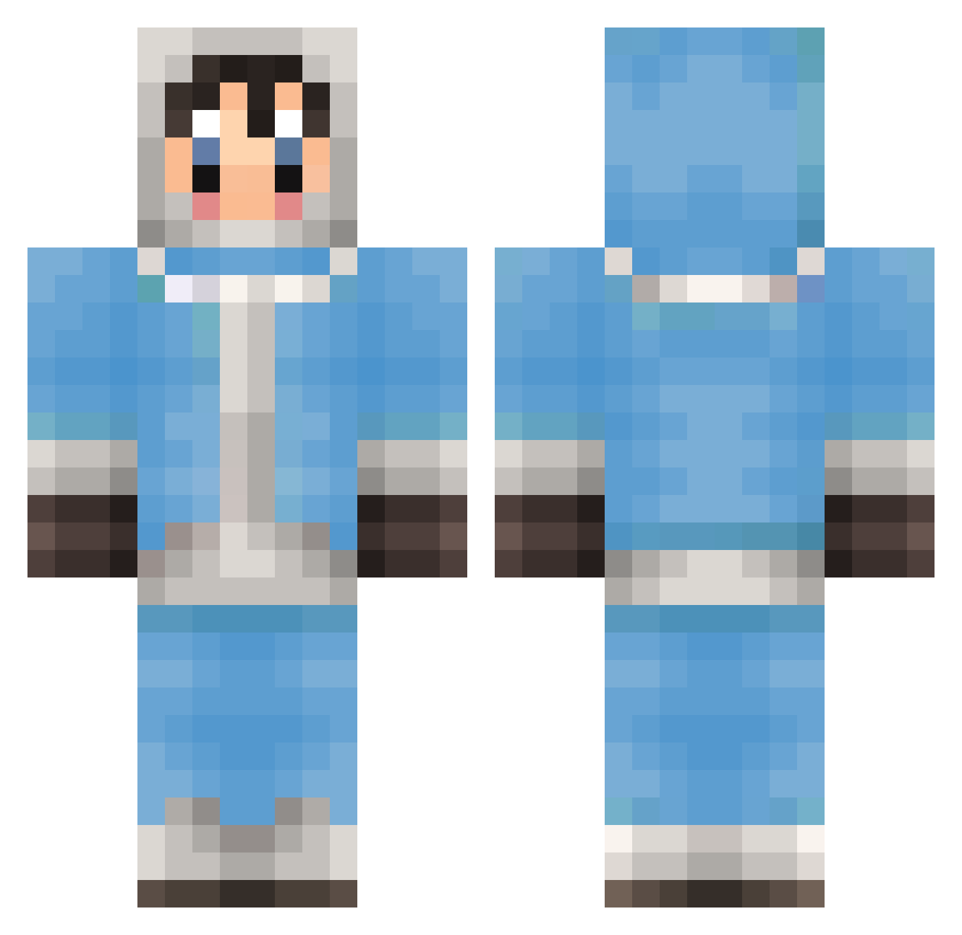 NuggetNuts Minecraft skin, front and back view