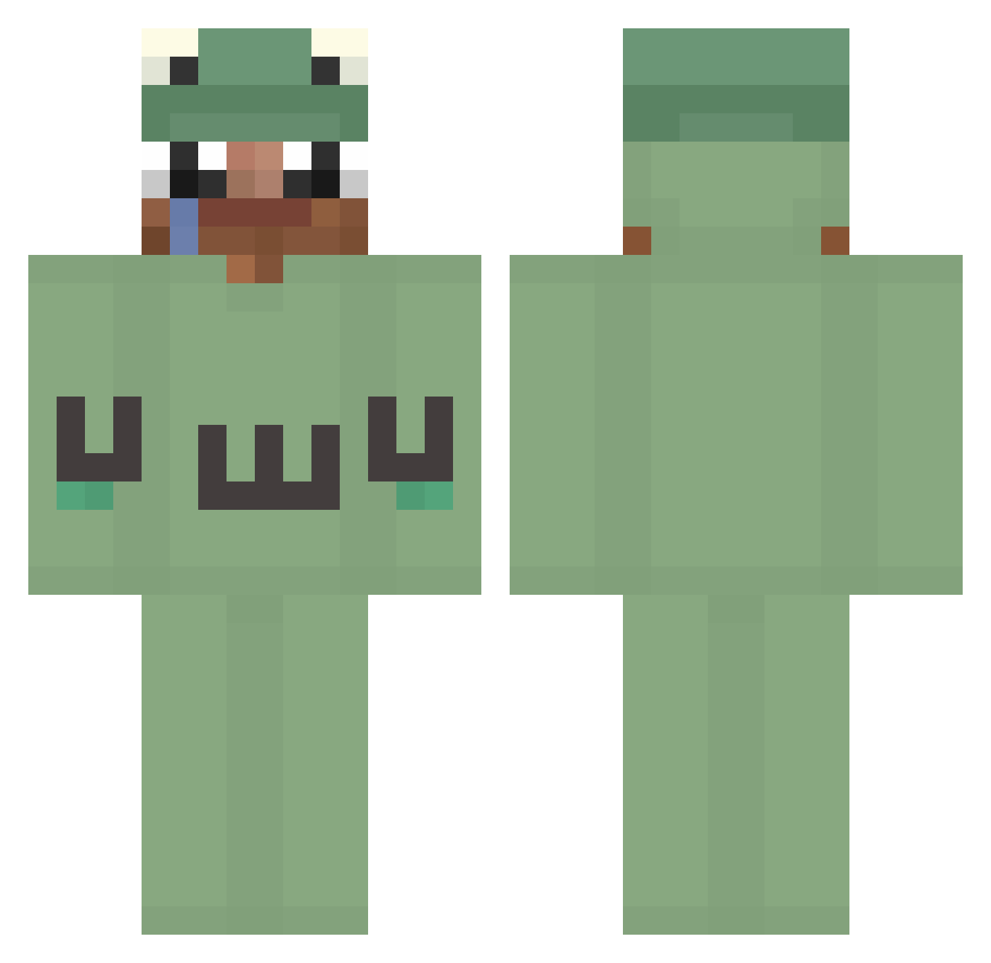 Technokura Minecraft skin, front and back view