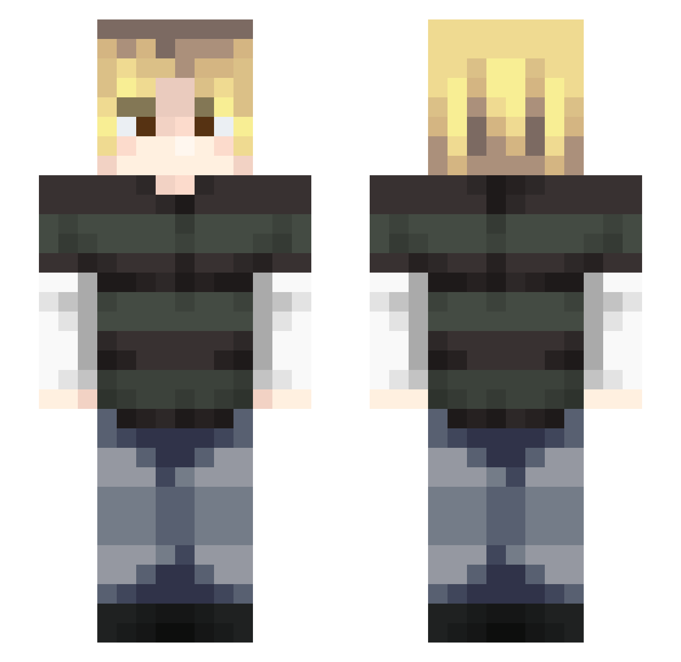 TheBennettBrew Minecraft skin, front and back view
