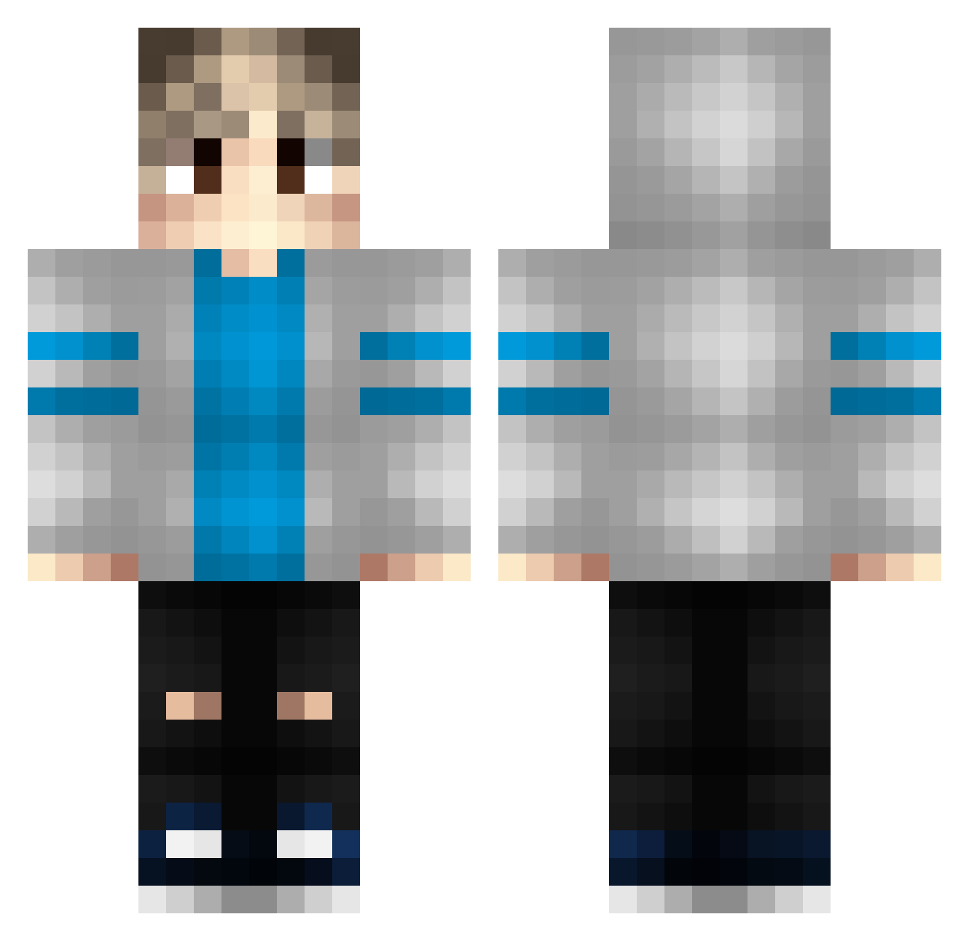 HsynnYT Minecraft skin, front and back view