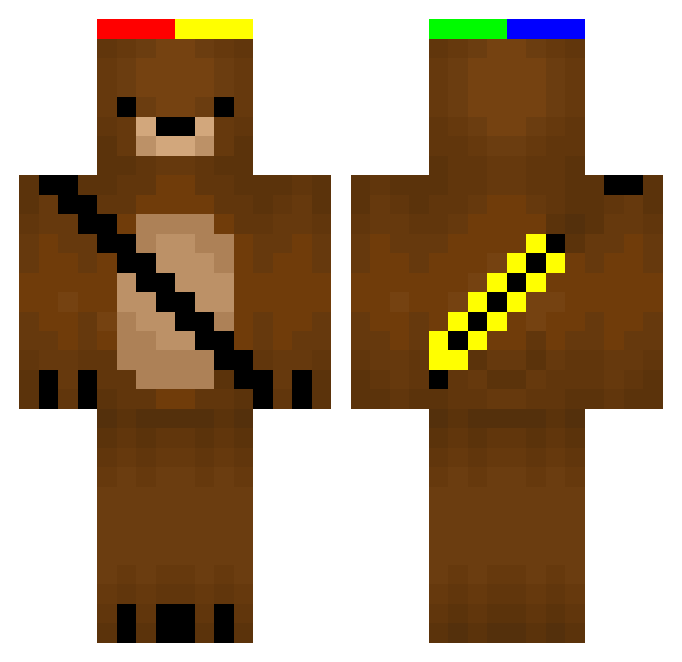PanTeddy Minecraft skin, front and back view