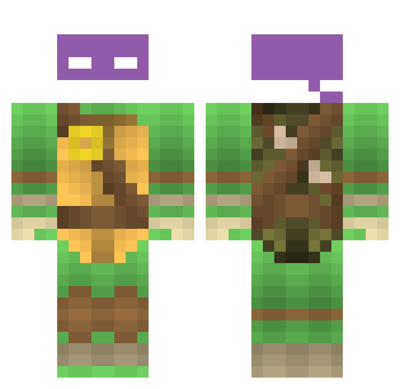 Meech Minecraft skin, front and back view