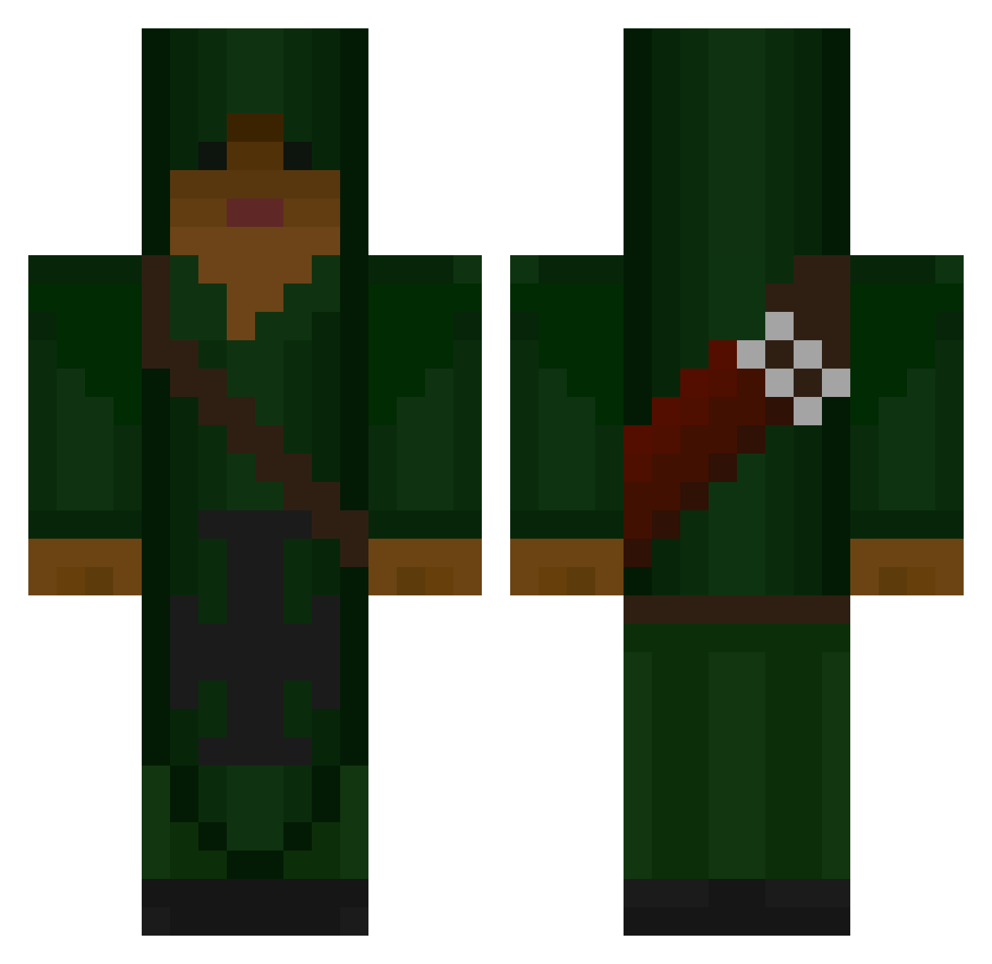 Wader Minecraft skin, front and back view