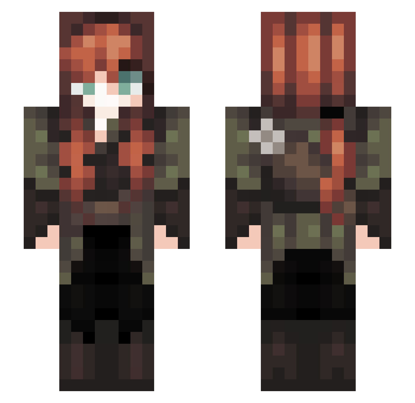 Phexan Minecraft skin, front and back view