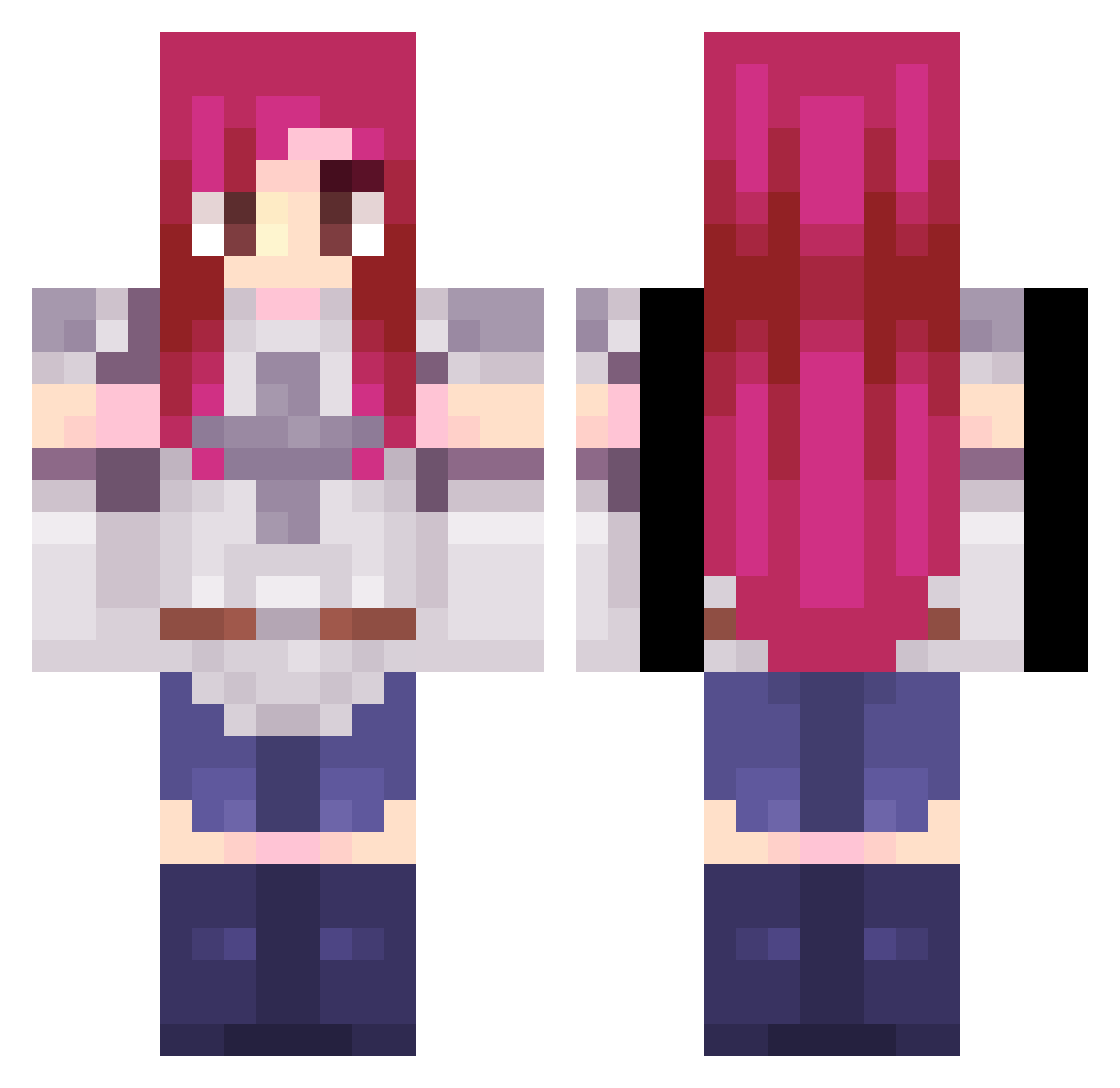 Erza_Case Minecraft skin, front and back view