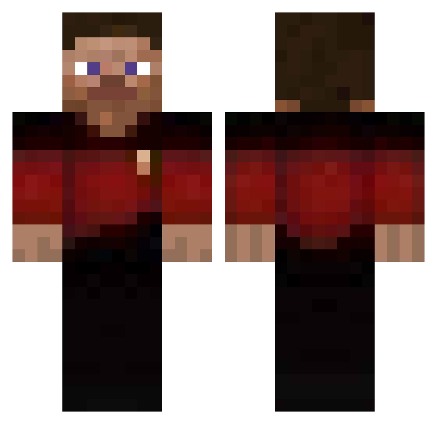 aribos Minecraft skin, front and back view