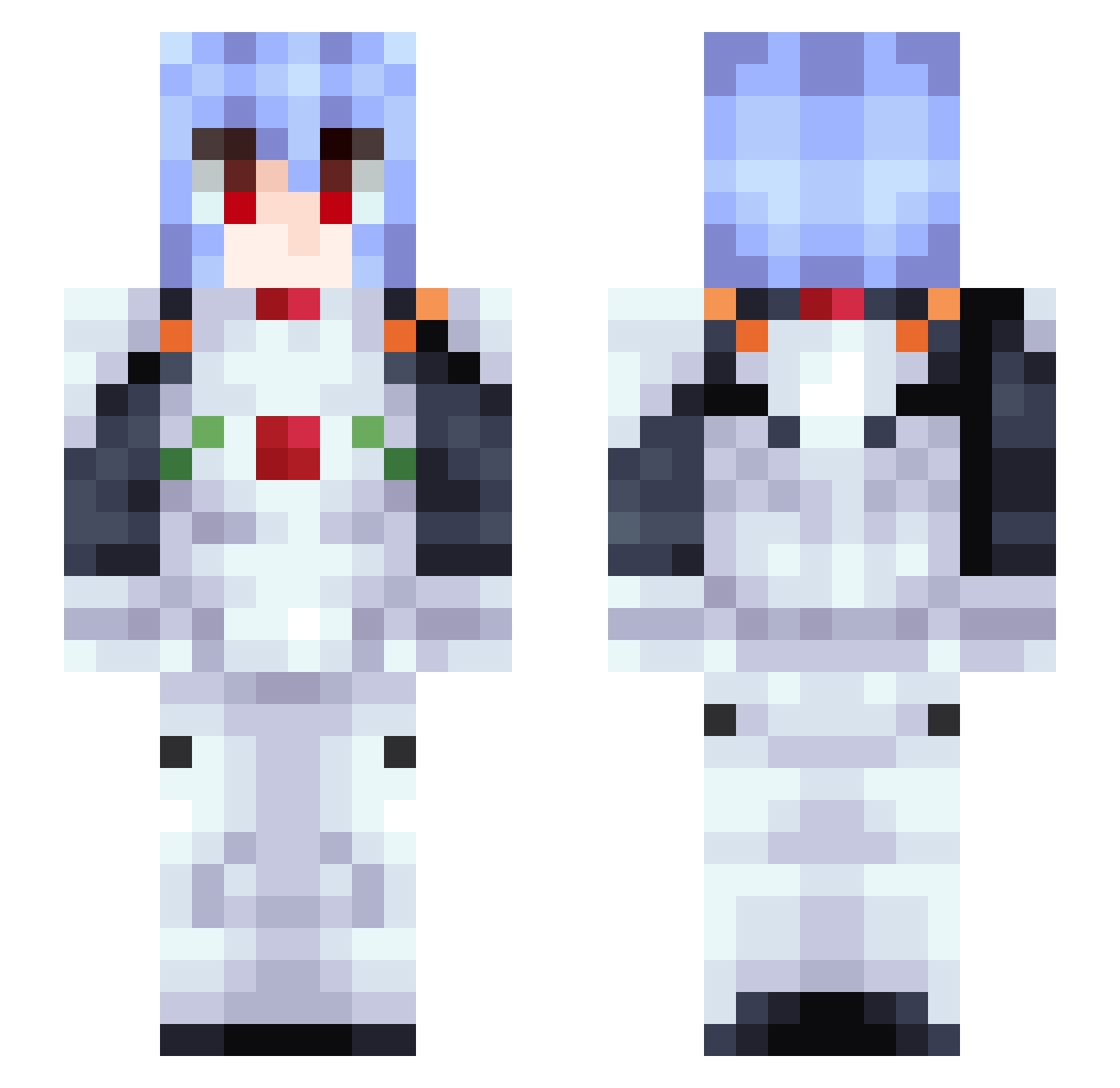 sickwater Minecraft skin, front and back view