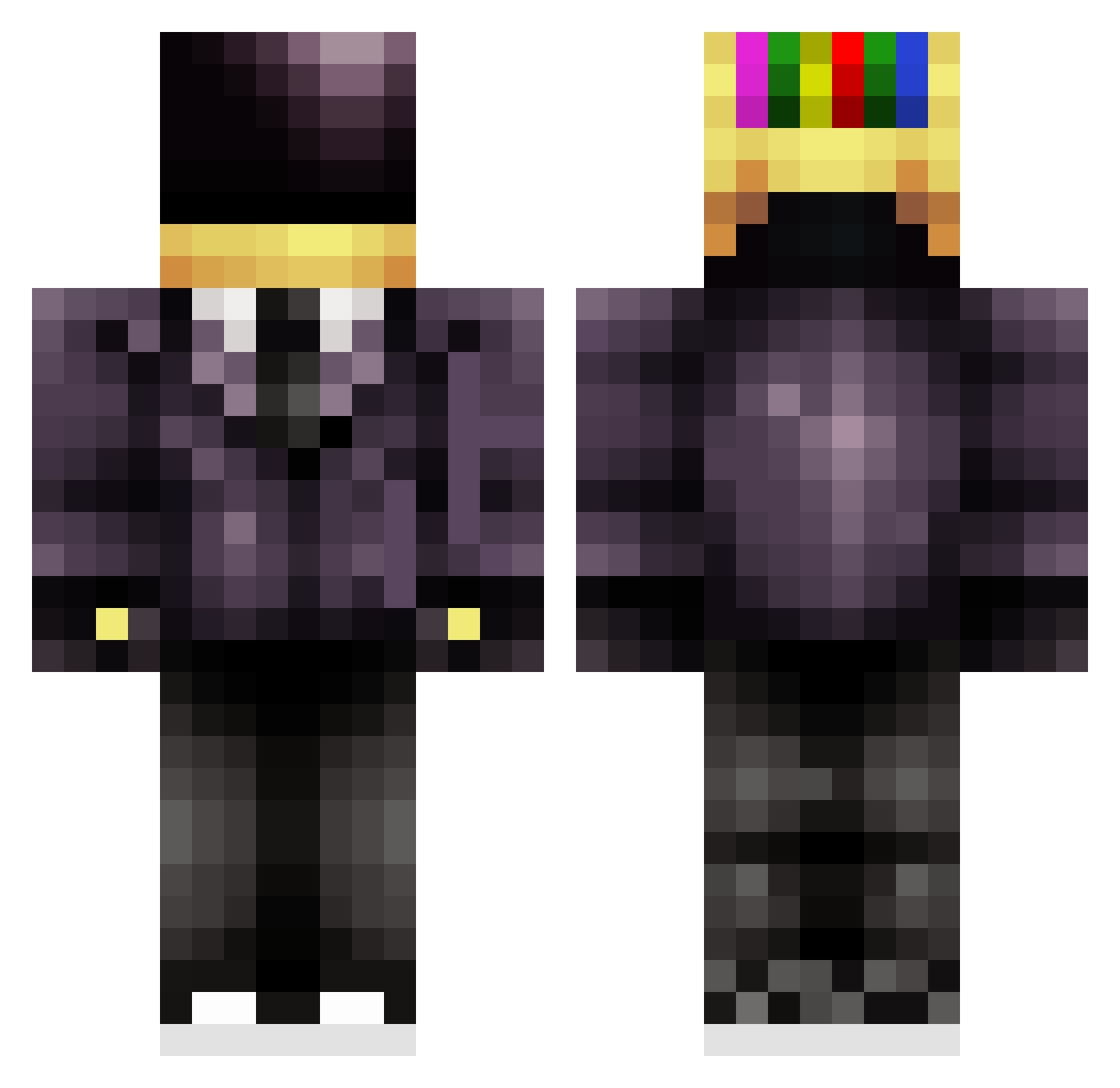 8nFiniTy Minecraft skin, front and back view