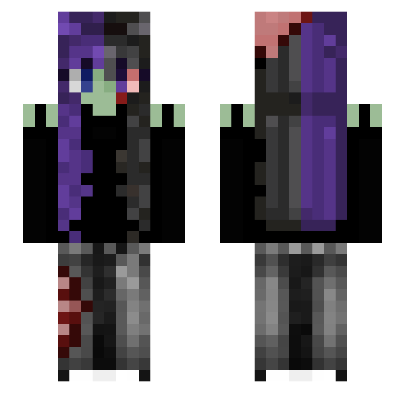 Zorkaa Minecraft skin, front and back view