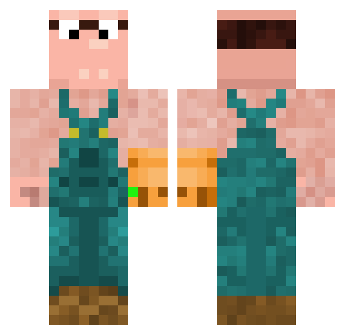 ZendayaFan Minecraft skin, front and back view