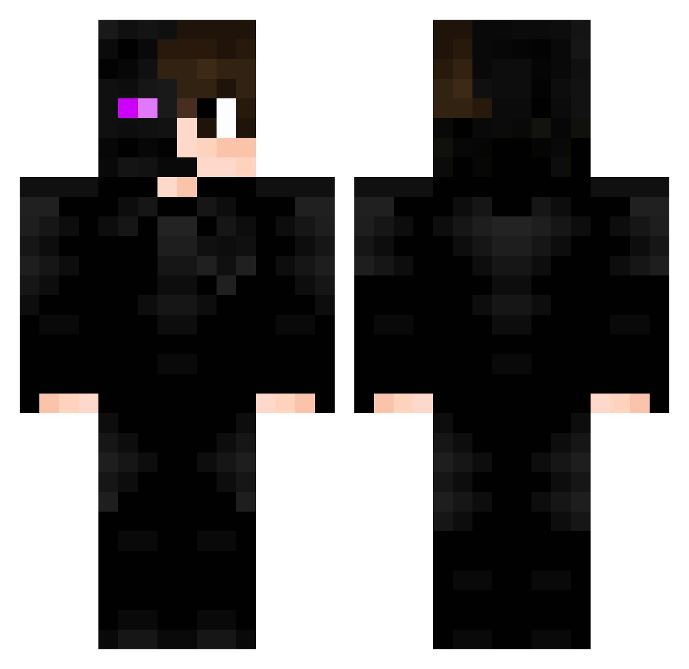 SKILLETY Minecraft skin, front and back view