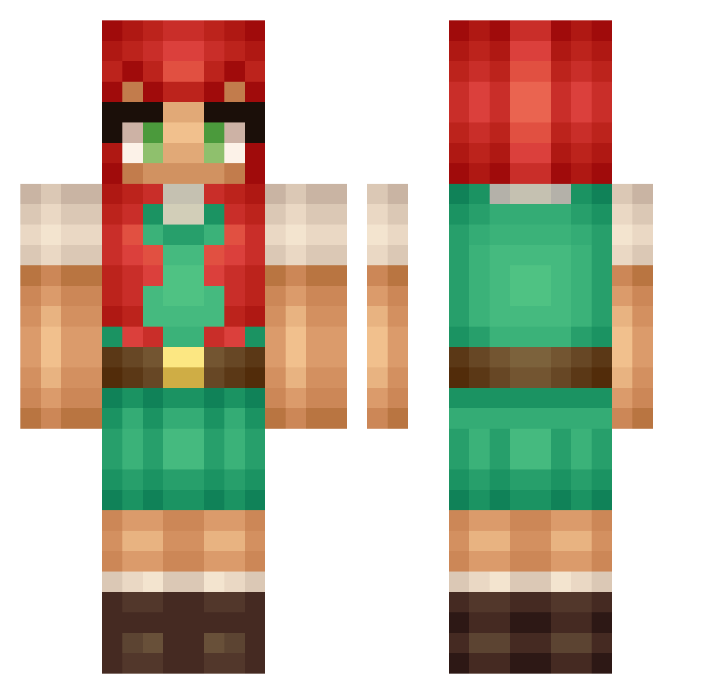 pokefan57 Minecraft skin, front and back view