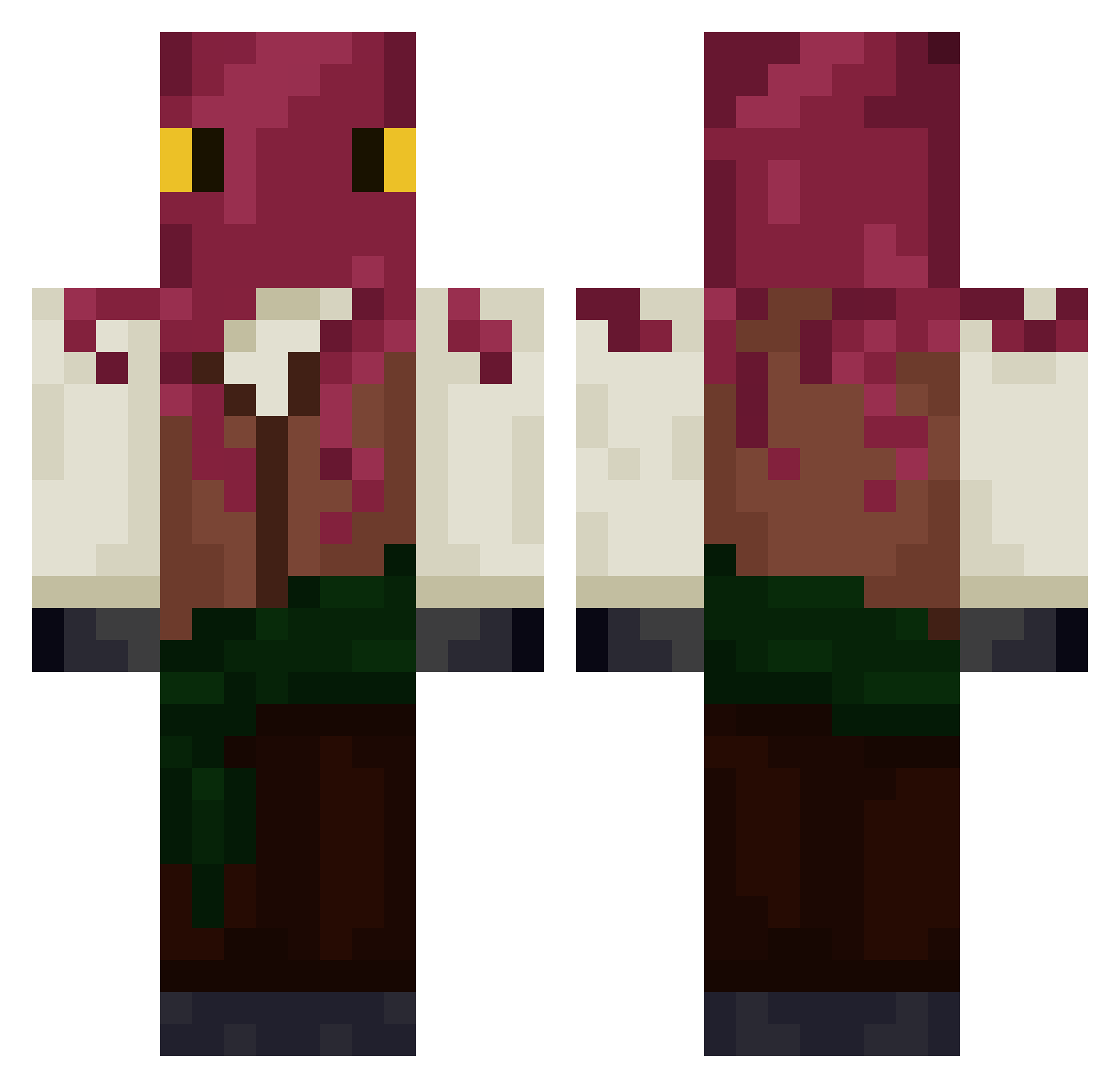 HeknBamboozle Minecraft skin, front and back view