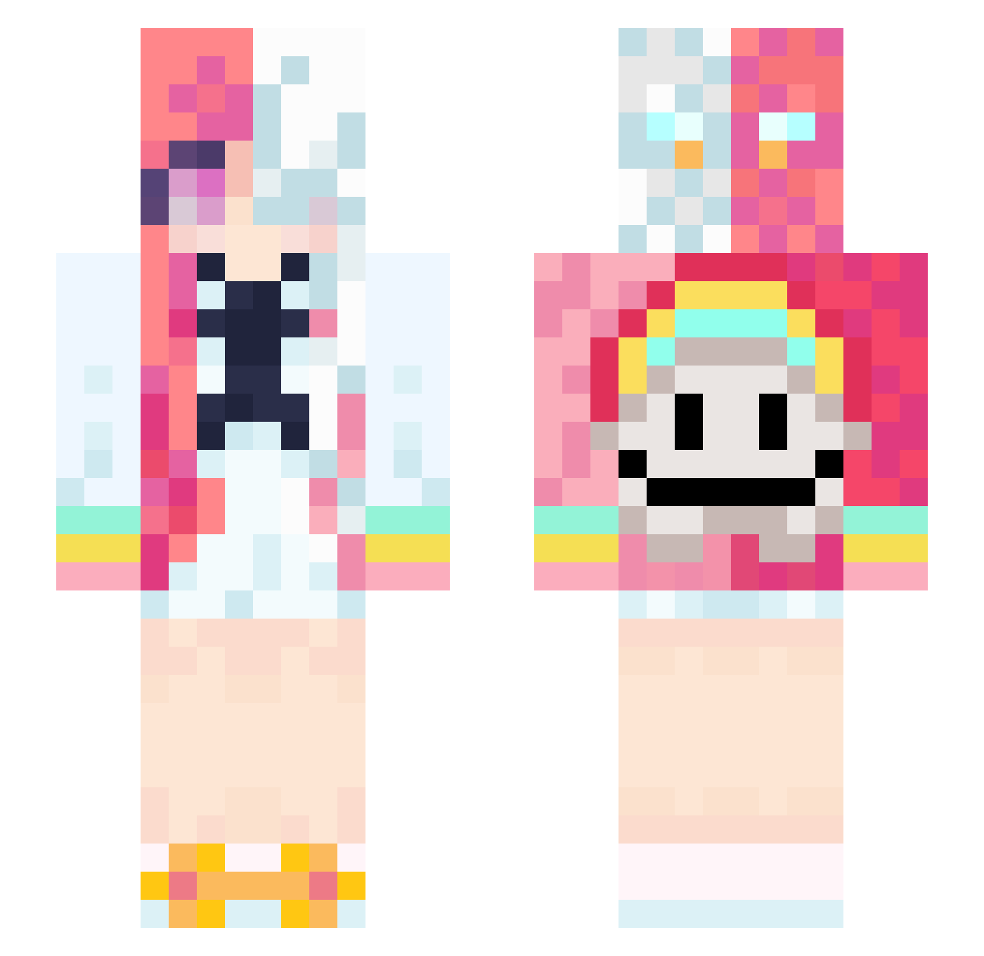 Mantapray Minecraft skin, front and back view