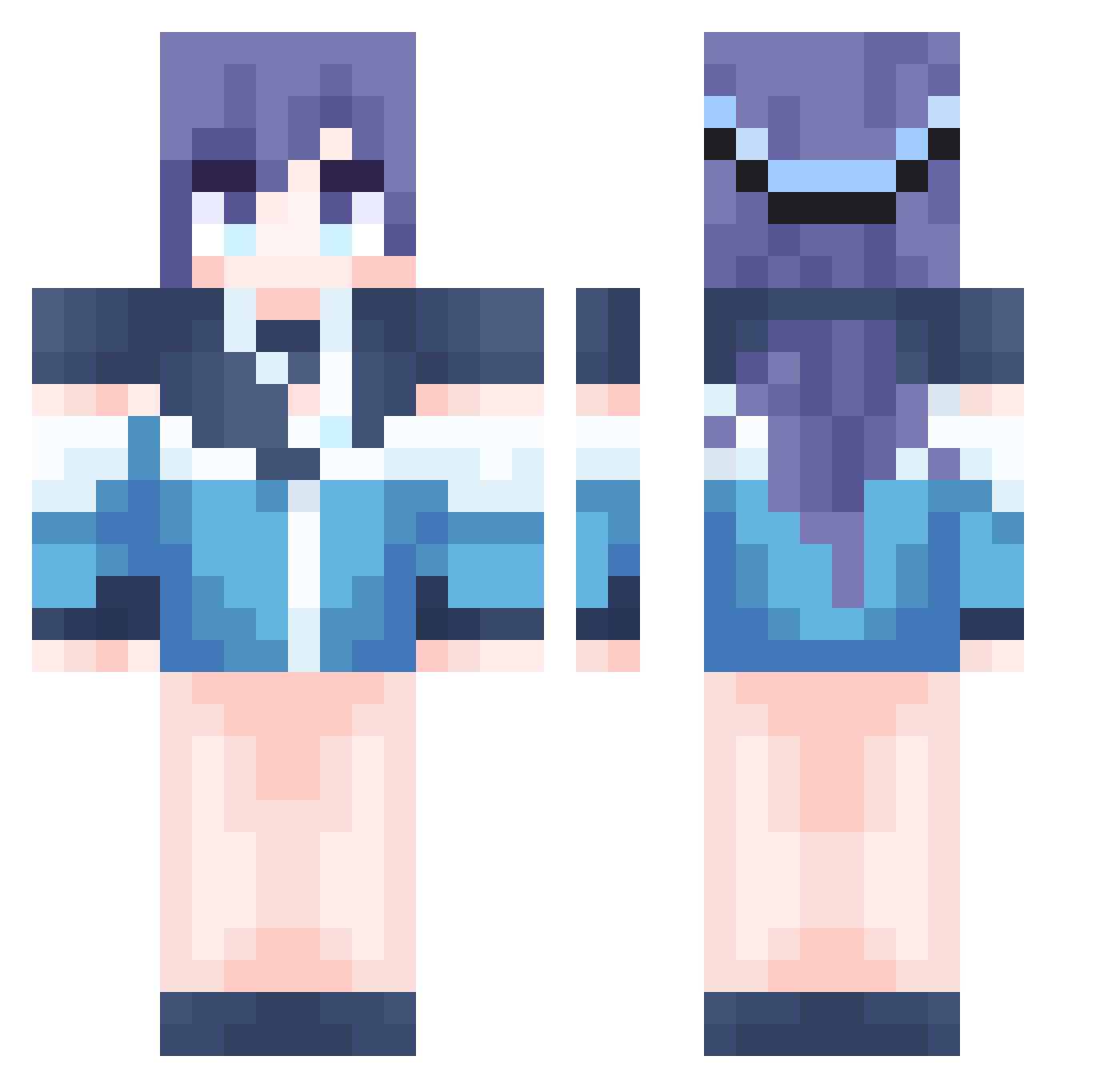 X1ao_X1ao_ Minecraft skin, front and back view