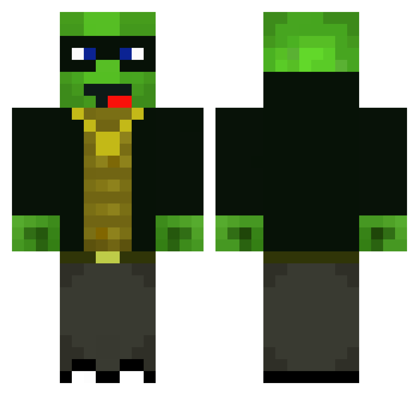 Nickolicious Minecraft skin, front and back view