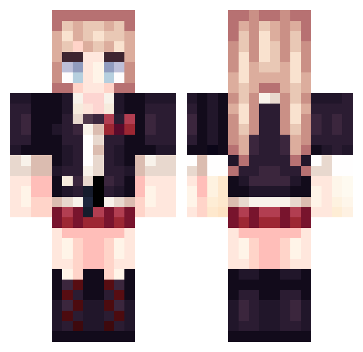 JunkoEn0shima Minecraft skin, front and back view