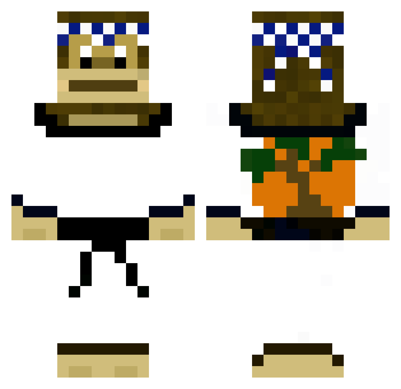MattPuebes Minecraft skin, front and back view