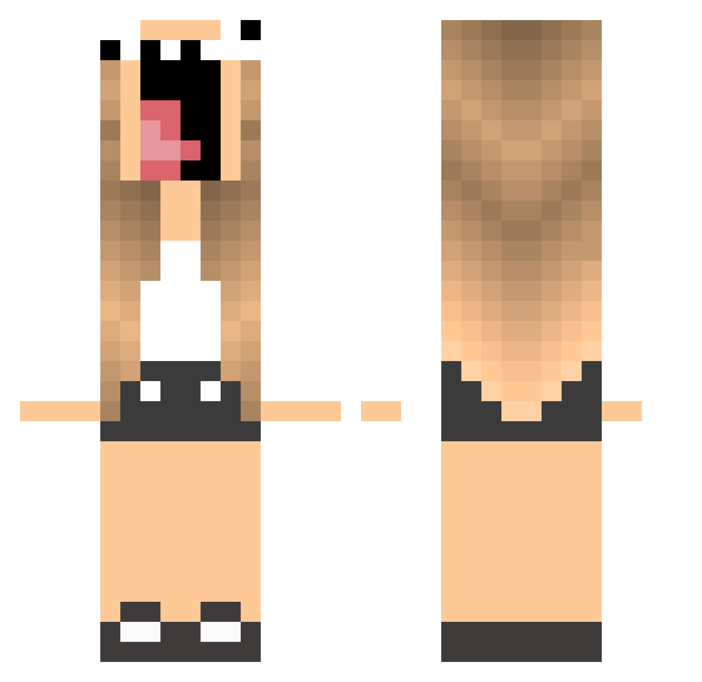 SweatyKelly Minecraft skin, front and back view