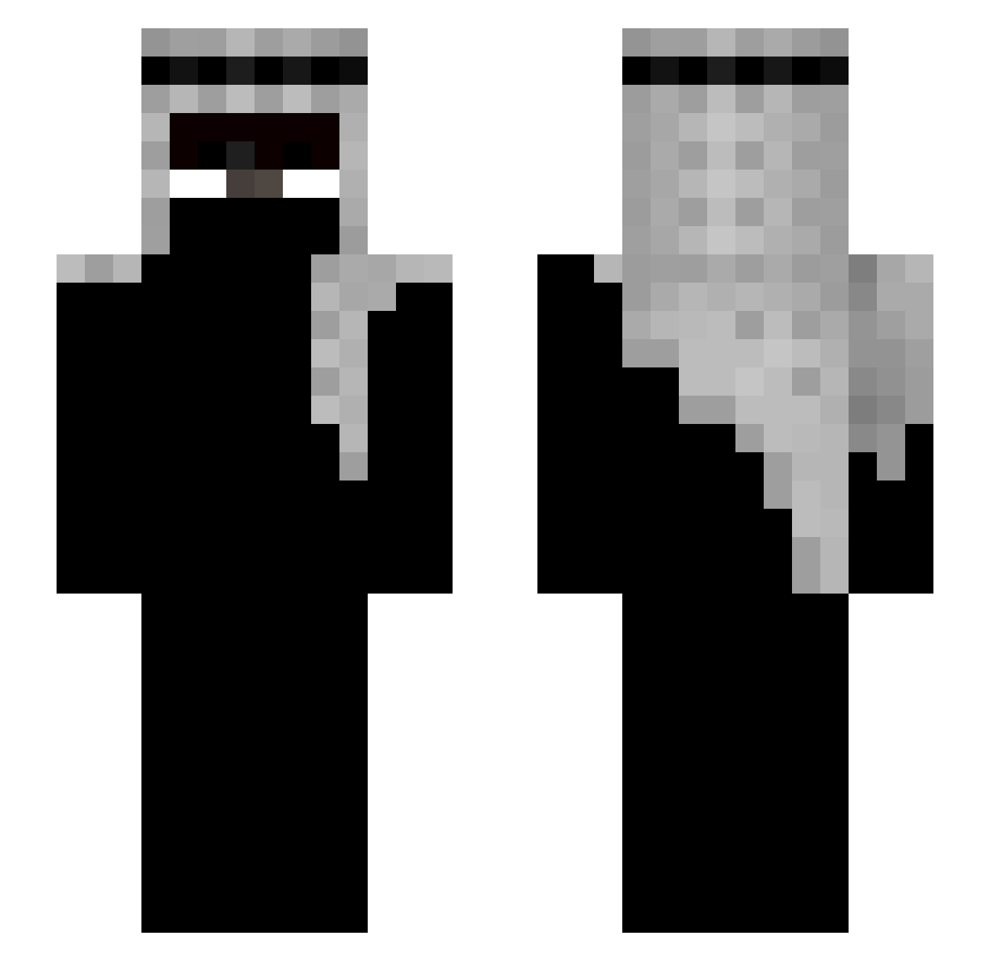 bezskornik Minecraft skin, front and back view