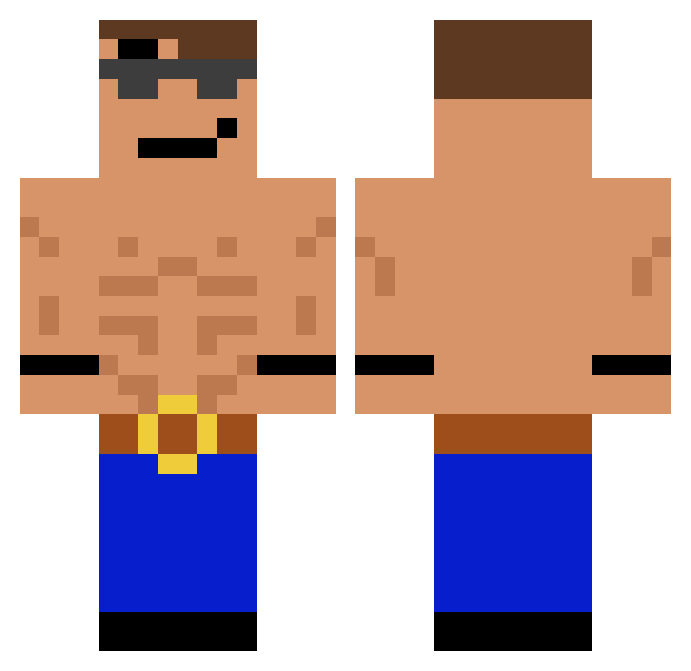 Voltpos Minecraft skin, front and back view