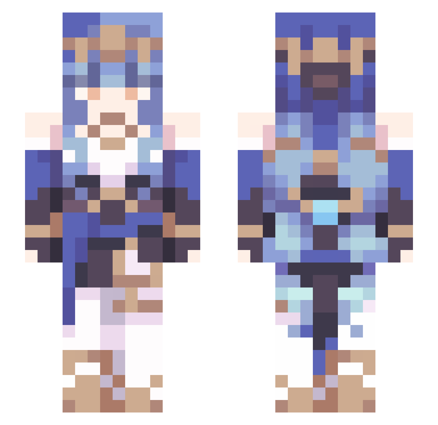Calumny Minecraft skin, front and back view