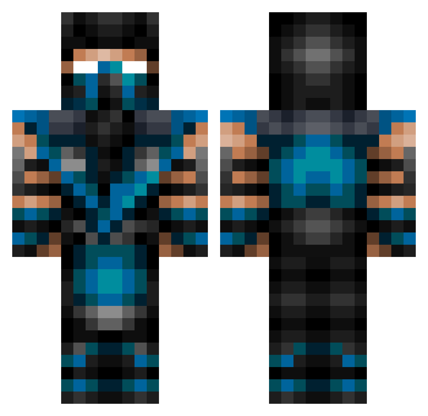 fades Minecraft skin, front and back view