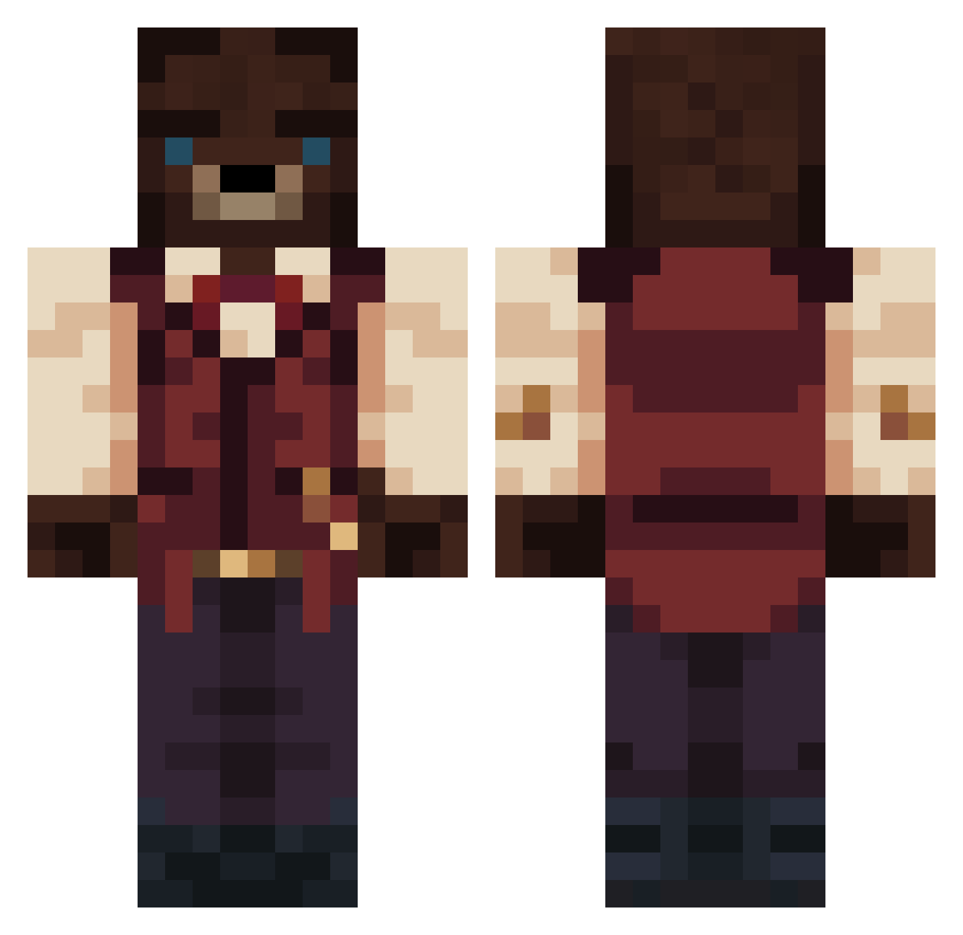 saintaround Minecraft skin, front and back view