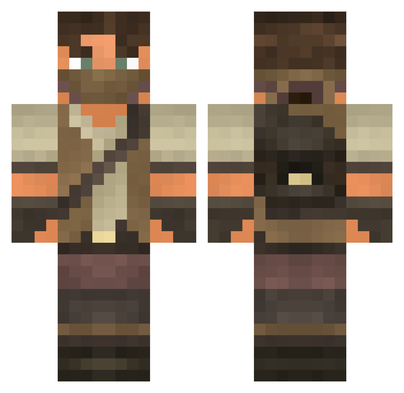joecheatle Minecraft skin, front and back view