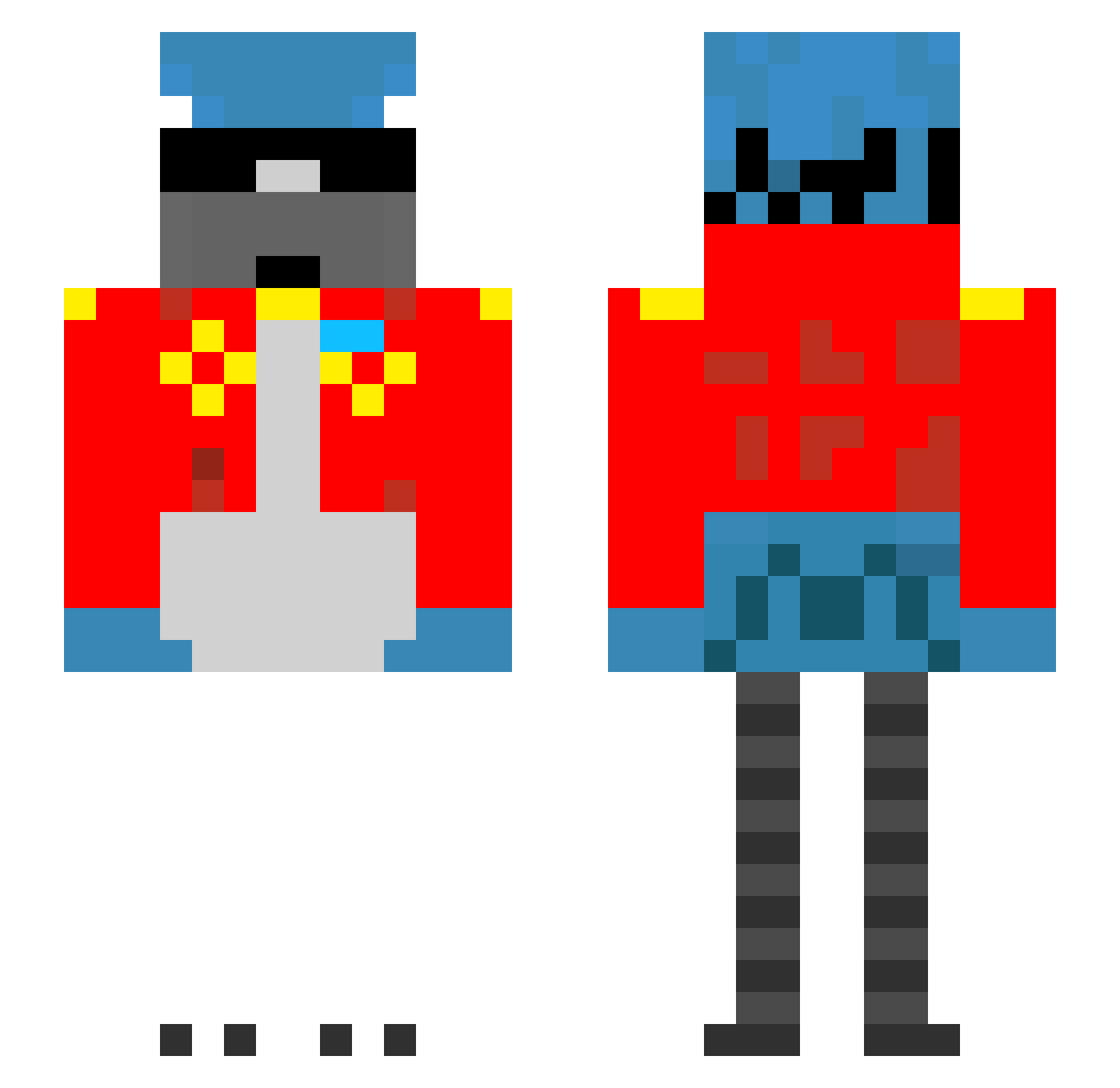 ykaard Minecraft skin, front and back view