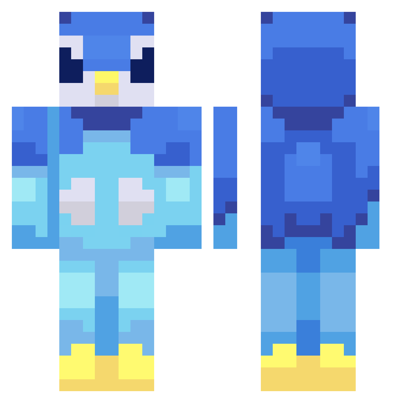 Sanz_Undertale Minecraft skin, front and back view