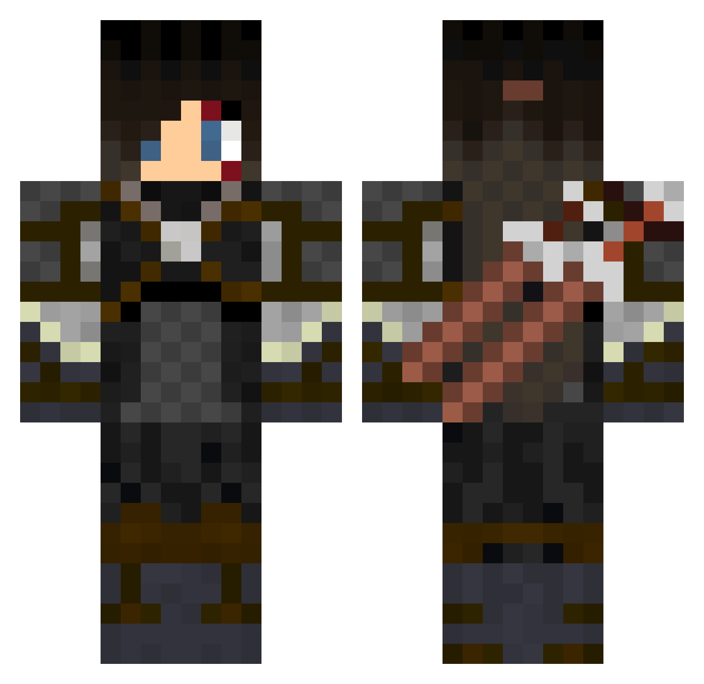 RuinedValor Minecraft skin, front and back view
