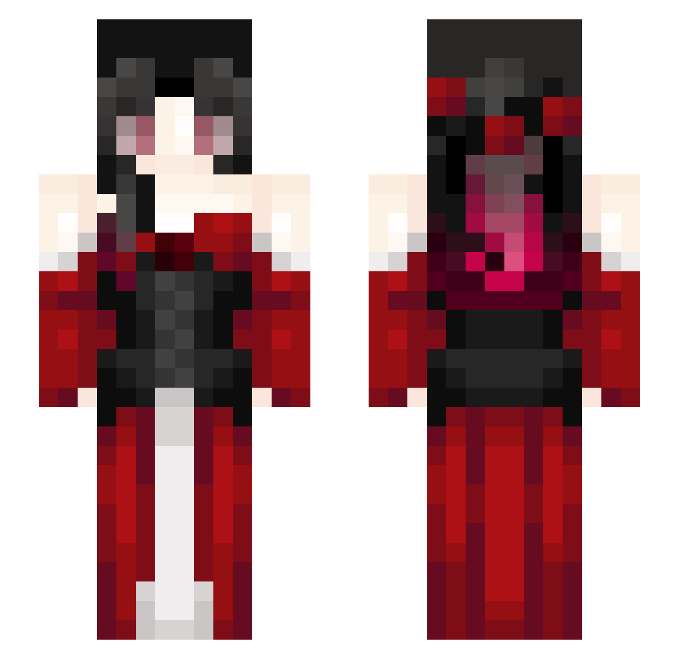 VampireMommy420x Minecraft skin, front and back view