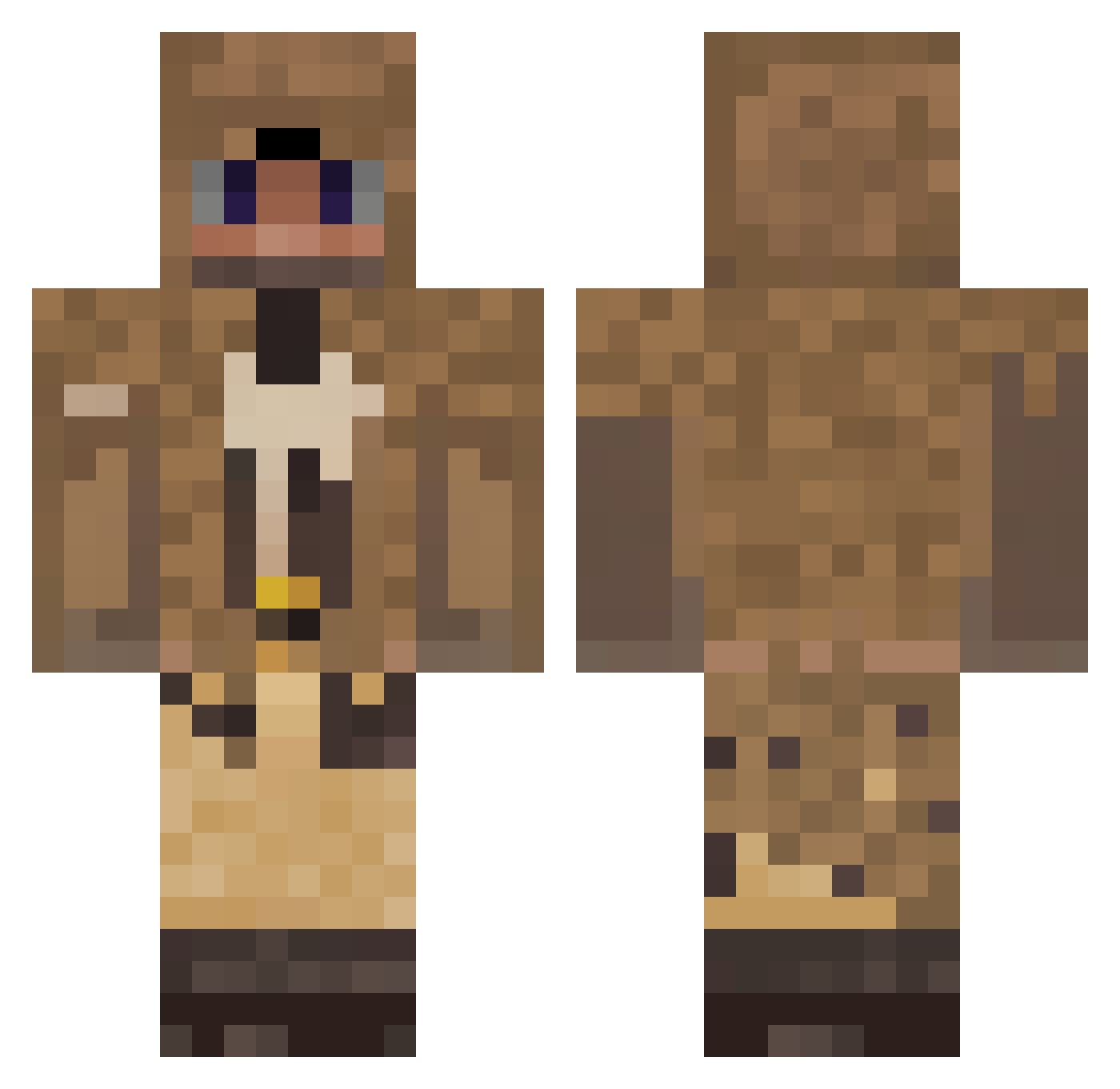 Cephalitis Minecraft skin, front and back view